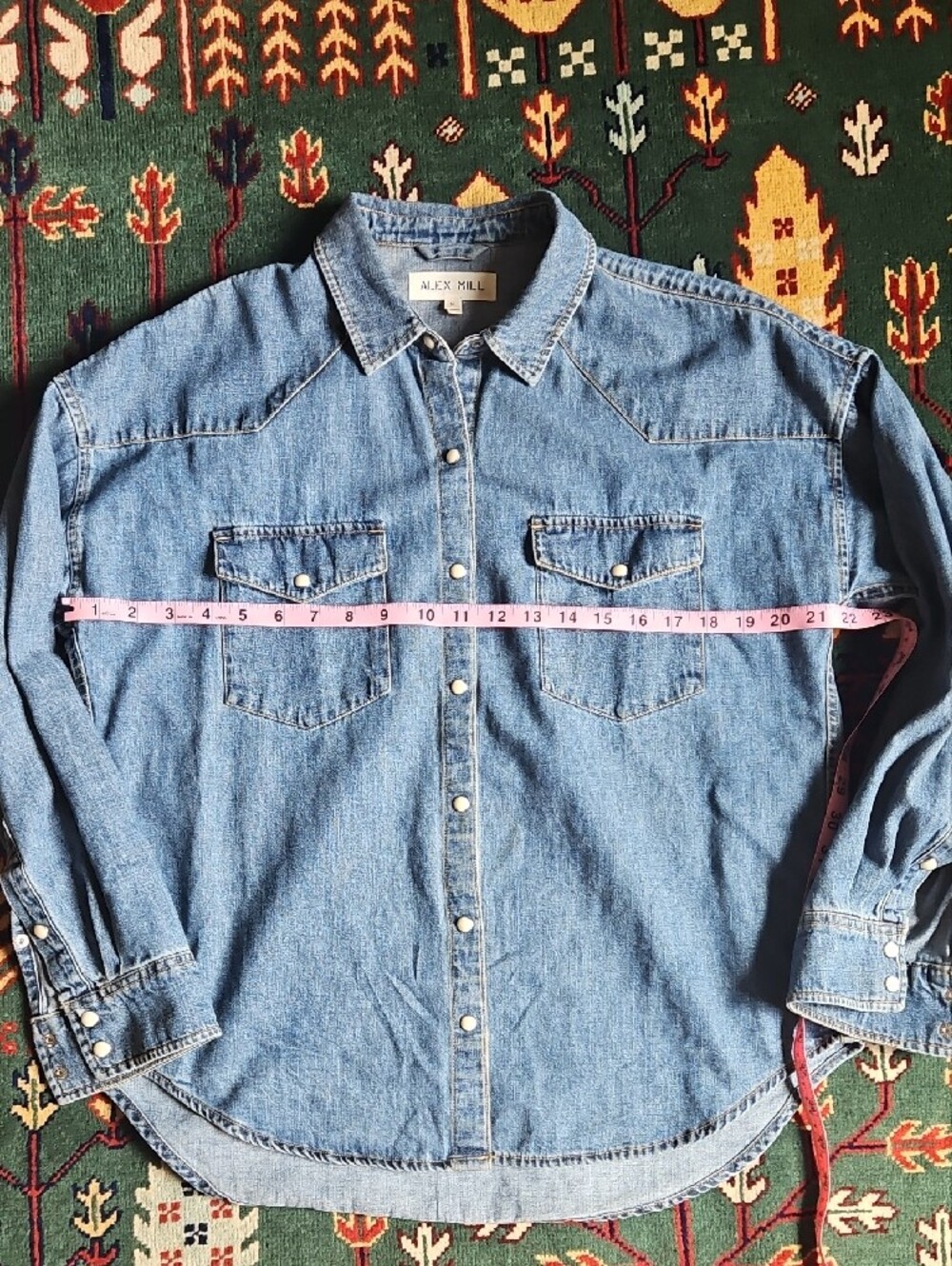 Alex Mill Santa Fe Light Blue Denim Western Snap Shirt - Picture 7 of 7